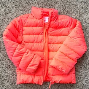 NWOT Childrens Place Bright Coral Puffer Jacket size small 5/6